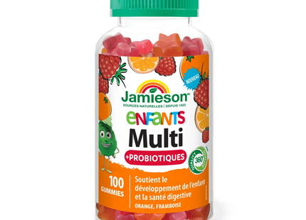 Jamieson - Kids Multivitamin + Probiotics Gummies, Orange & Raspberry | 100 Gummies