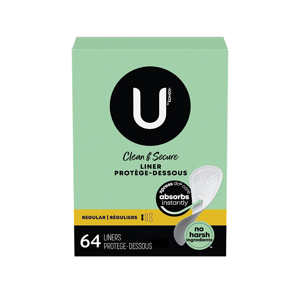U By Kotex - Clean & Secure Liner - Regular | 64 Liners – White Cross E ...