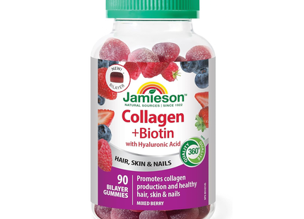 Jamieson - Collagen + Biotin with Hyaluronic Acid, Mixed Berry | 90 Bilayer Gummies