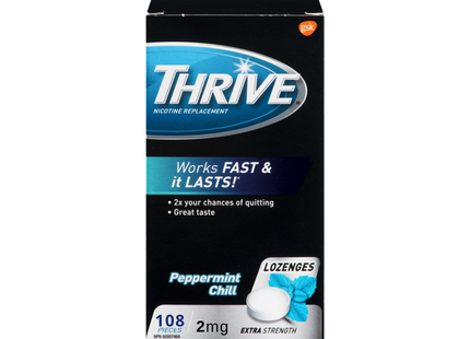 Thrive - Pastilles de remplacement de la nicotine, menthe poivrée rafraîchissante | 108 pièces