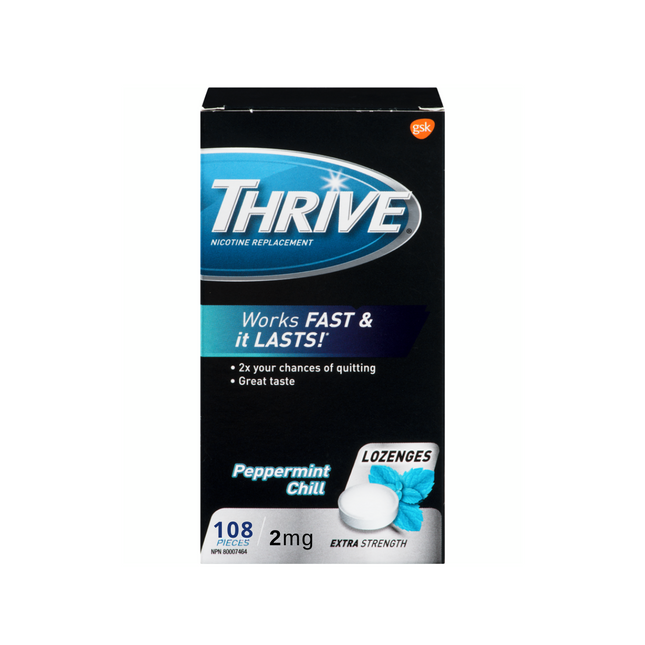 Thrive - Pastilles de remplacement de la nicotine, menthe poivrée rafraîchissante | 108 pièces