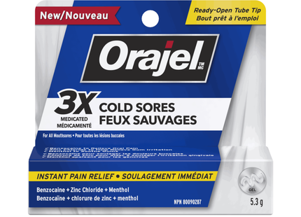 Orajel - 3X médicamenteux - pour toutes les plaies buccales - Soulagement instantané de la douleur | 5,3g