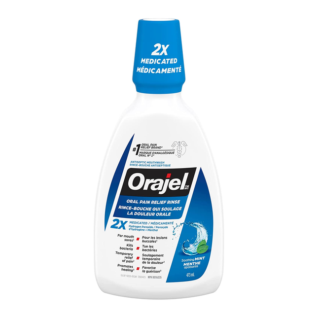 Orajel - Medicated Oral Pain Relief Rinse - Soothing Mint | 472 mL