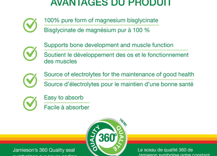 Jamieson - Magnesium Bisglycinate 100 mg | 130 Capsules