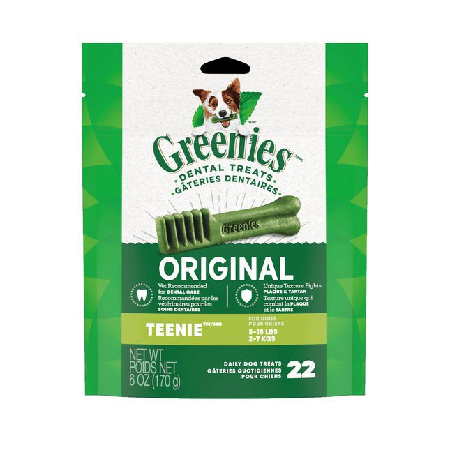 Greenies - Original Dental Treats - Teenie 5-15 lbs | 22 Daily Dog Treats