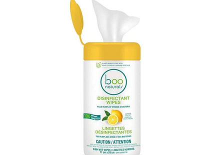 Boo Naturals - All Purpose Disinfectant Wipes - Lemon Scent | 100 Wet Wipes