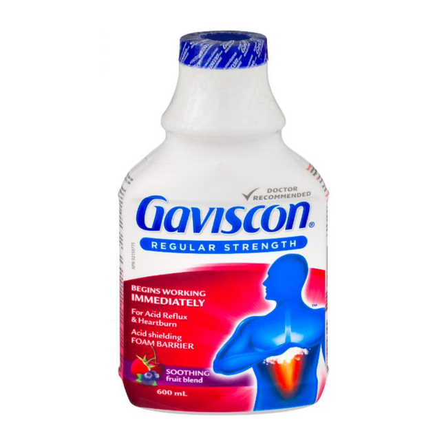 Gaviscon - Force régulière pour les reflux acides et les brûlures d'estomac - Saveur apaisante de mélange de fruits | 600 ml