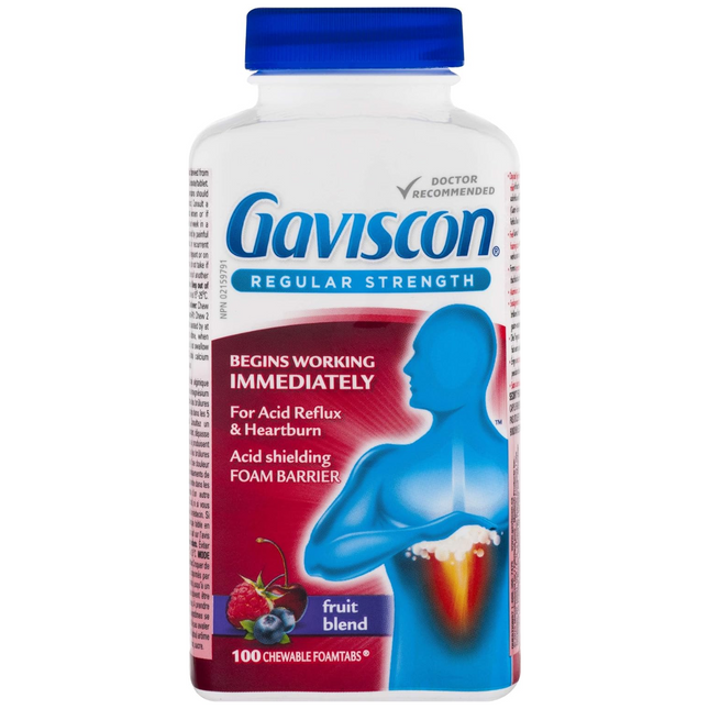 Gaviscon - Comprimés moussants à croquer de force régulière - Mélange de fruits | 100 onglets 