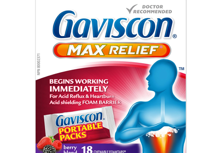 Gaviscon - Max Relief Portable Pack Chewable Foamtabs, Berry Blend | 18 Tabs