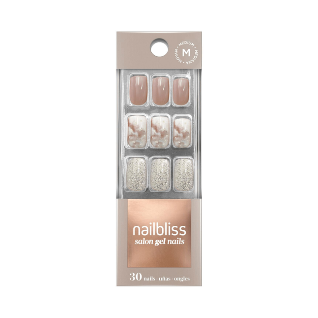 NailBliss - Ongles en gel pour salon - Medium - Marbelous GN27 | 30 Ongles
