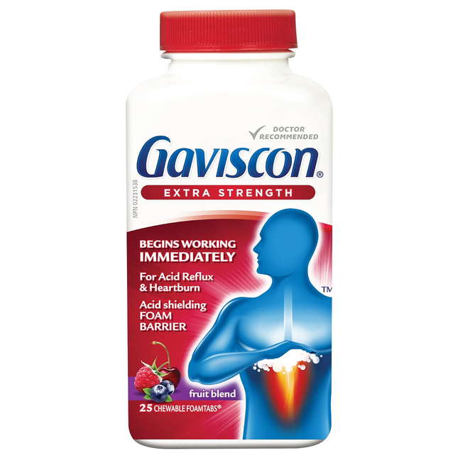 Gaviscon - Bouclier acide extra fort - Mélange de fruits | 25 comprimés en mousse à croquer