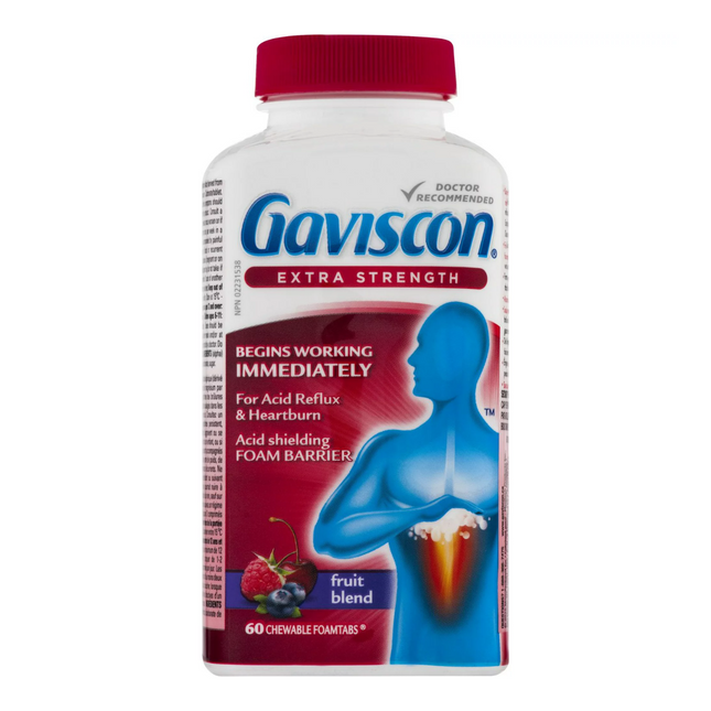 Gaviscon - Comprimés moussants à croquer extra forts - Mélange de fruits | 60 onglets 