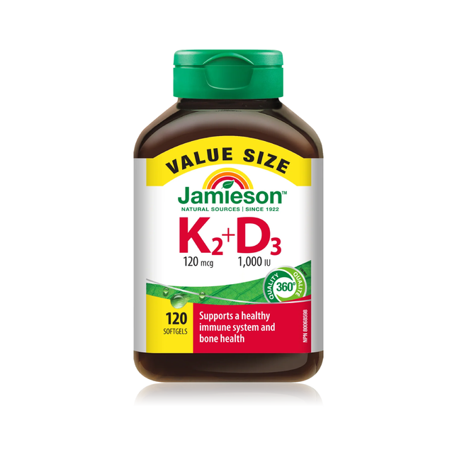 Jamieson - Vitamine K + D3 | 120 Gélules molles