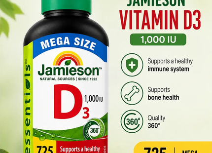 Jamieson - Vitamine D3 1000 UI | 725 Comprimés