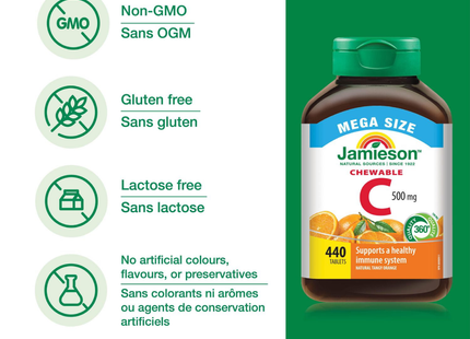 Jamieson - Vitamine C 500 mg | 440 comprimés à croquer