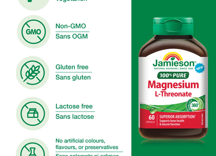 Jamieson - 100% Pure Magnesium L-Threonate | 60 Capsules