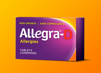 Allegra -D - Non Drowsy - Antihistamine + Decongestant | 10 Sustained - Release Caplets