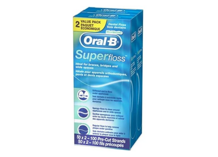 Oral-B - Fil dentaire Super Floss au goût de menthe | Lot de 2