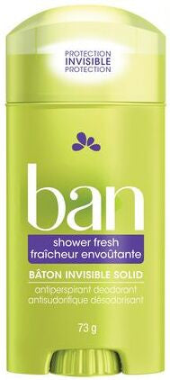 Ban - Antisudorifique + Déodorant Solide Invisible - Parfum Frais pour la Douche | 73g
