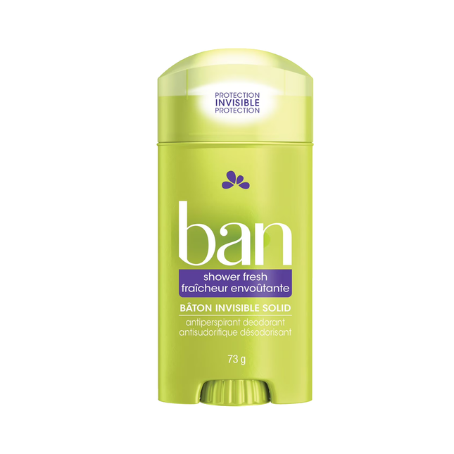 Ban - Invisible Solid Antiperspirant + Deodorant,  Shower Fresh Scent | 73 g