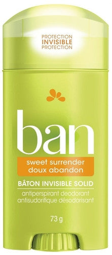 Ban - Antisudorifique + Déodorant Solide Invisible - Parfum Sweet Surrender | 73g 