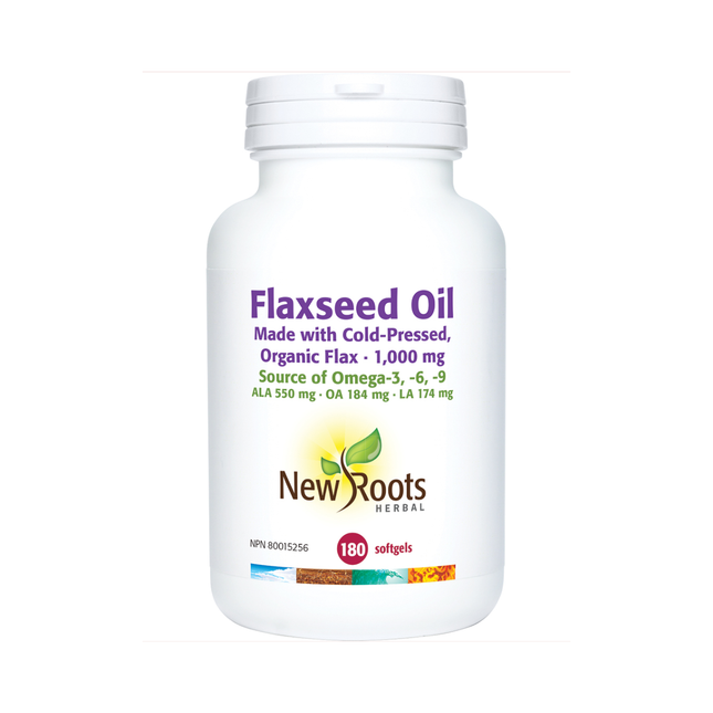 New Roots - Flaxseed Oil Made with Cold-Pressed, Organic Flax 1,000 mg | 180 softgels
