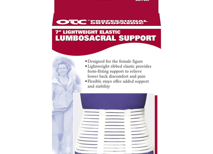 OTC - 7" Lightweight Lumbosacral Support with Steel Stays, White
