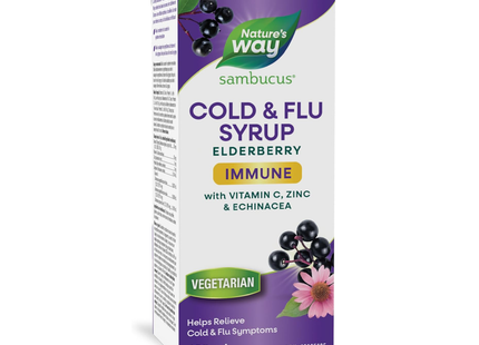 Nature's Way - Sambucus Cold & Flu Immune Support, Elderberry + Echinacea Syrup | 120 mL