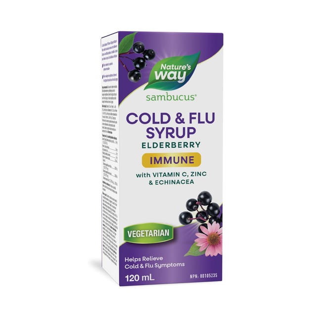 Nature's Way - Sambucus Cold & Flu Immune Support, Elderberry + Echinacea Syrup | 120 mL