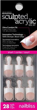 Nailbliss - Kit d'ongles sculptés en acrylique - NBAN08 court - 28 ongles