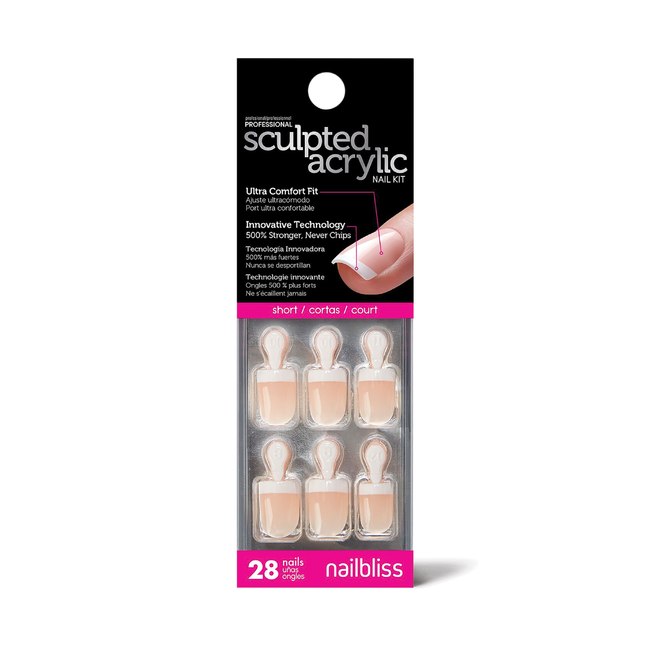 Nailbliss - Kit d'ongles sculptés en acrylique - NBAN08 court - 28 ongles