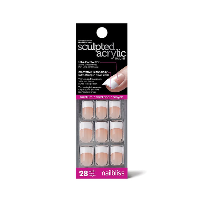 Nailbliss - Kit d'ongles sculptés en acrylique - NBAN09 Medium - 28 ongles