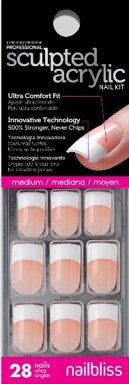 Nailbliss - Sculpted Acrylic Nail Kit -  NBAN09 Medium - 28 Nails