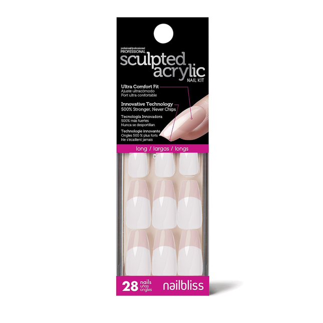 Nailbliss - Kit d'ongles sculptés en acrylique - ANF06 Long - 28 ongles