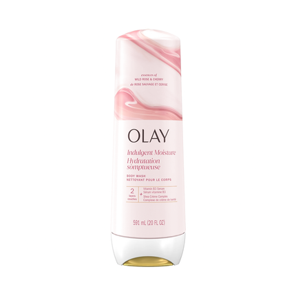 Olay - Gel douche hydratant nourrissant à la vitamine B3, rose sauvage et cerise | 591 ml