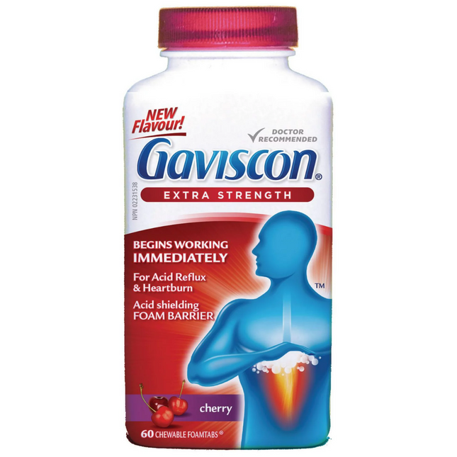 Gaviscon - Comprimés en mousse à croquer extra forts - Cerise | 60 onglets