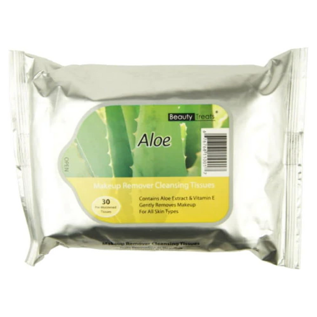 Beauty Treats - Makeup Remover Cleansing Tissues - Aloe | 30 Pre-Moistened Tissues