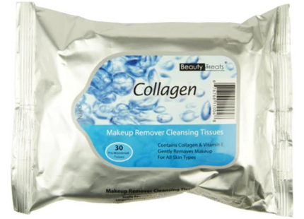 Beauty Treats - Makeup Remover Cleansing Tissues - Collagen | 30 Pre-Moistened Tissues