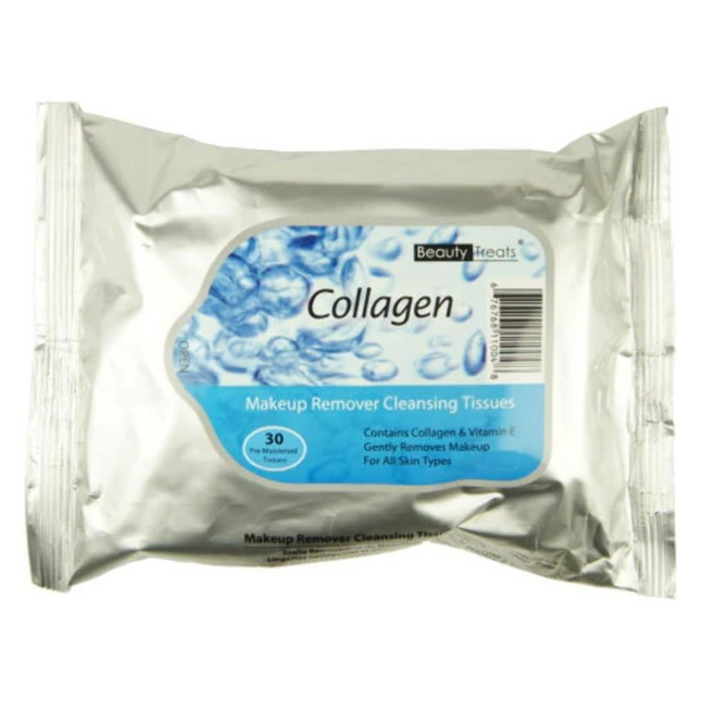 Soins beauté - Lingettes démaquillantes et nettoyantes au collagène | 30 lingettes pré-humidifiées