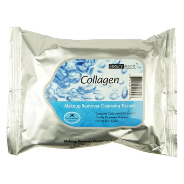 Beauty Treats - Makeup Remover Cleansing Tissues - Collagen | 30 Pre-Moistened Tissues