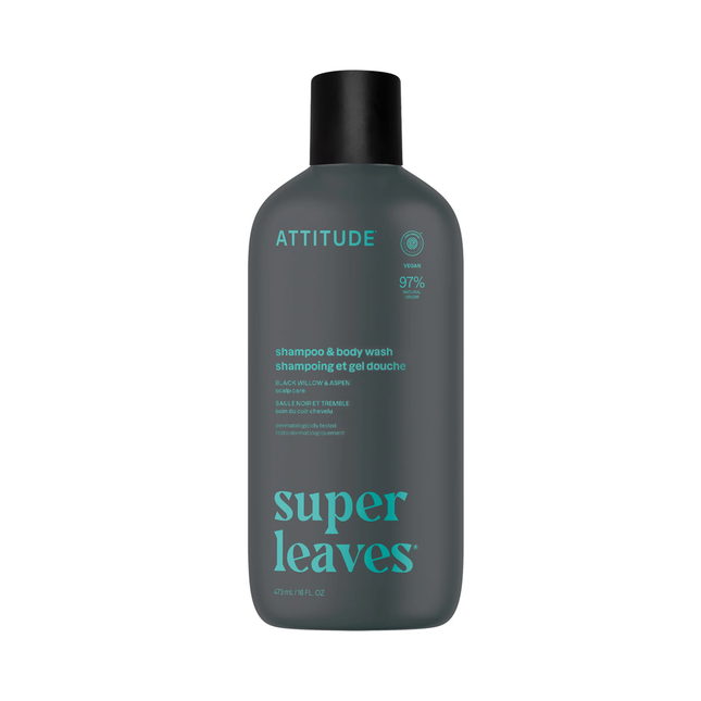 Attitude - Shampoing et gel douche Super Leaves, saule noir et tremble | 473 ml