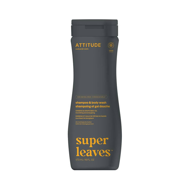 Attitude - Super Leaves Shampoo & Body Wash, Ginseng & Grape Seed Oil | 473 mL