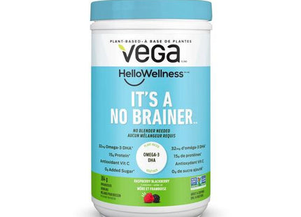 Vega - Hello Wellness - It's a No Brainer - Plant Based Omega 3 DHA Supplement - Raspberry Blackberry Flavour | 384 g