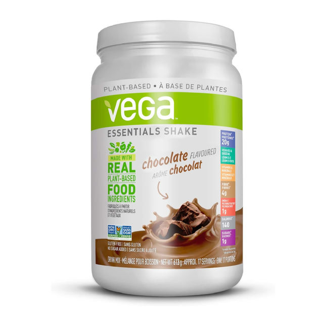Vega - Essentials Shake - Mélange pour boisson à base de plantes - Saveur chocolat | 613g