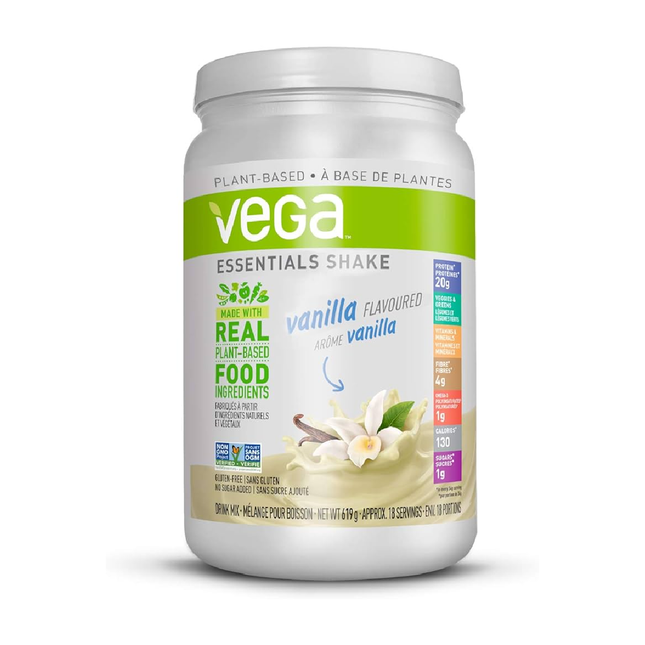 Vega - Essentials Shake - Mélange pour boisson à base de plantes - Saveur vanille | 619 g