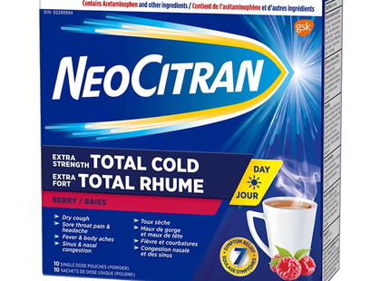 NeoCitran - Extra Strength Total Cold Non-Drowsy - Berry | 10 pouches