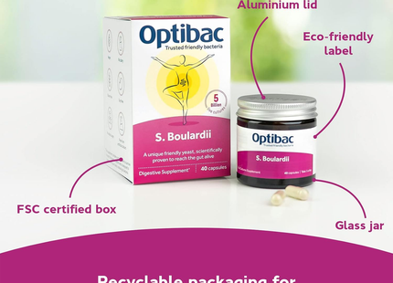 Optibac - Probiotiques S. Boulardii, Supplément probiotique | 40 capsules