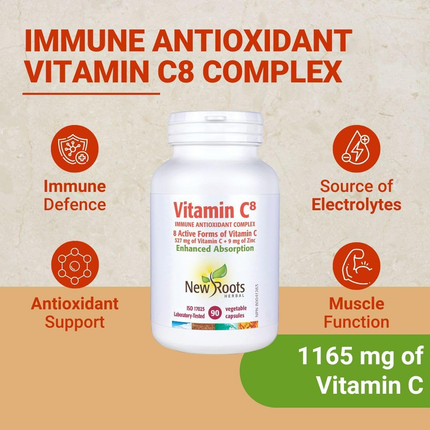 New Roots - Vitamin C8 Immune Antioxidant Complex 527 mg | 90 Capsules