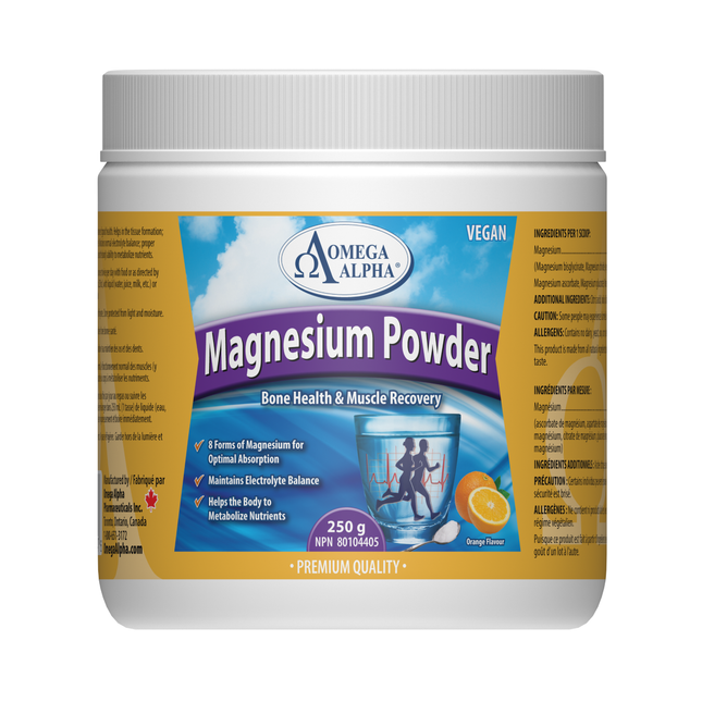 Omega Alpha - Poudre de magnésium saveur orange | 250 g