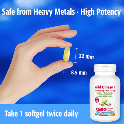 New Roots - Oméga-3 Sauvage, EPA 660 mg, DHA 330 mg | 60 Gélules